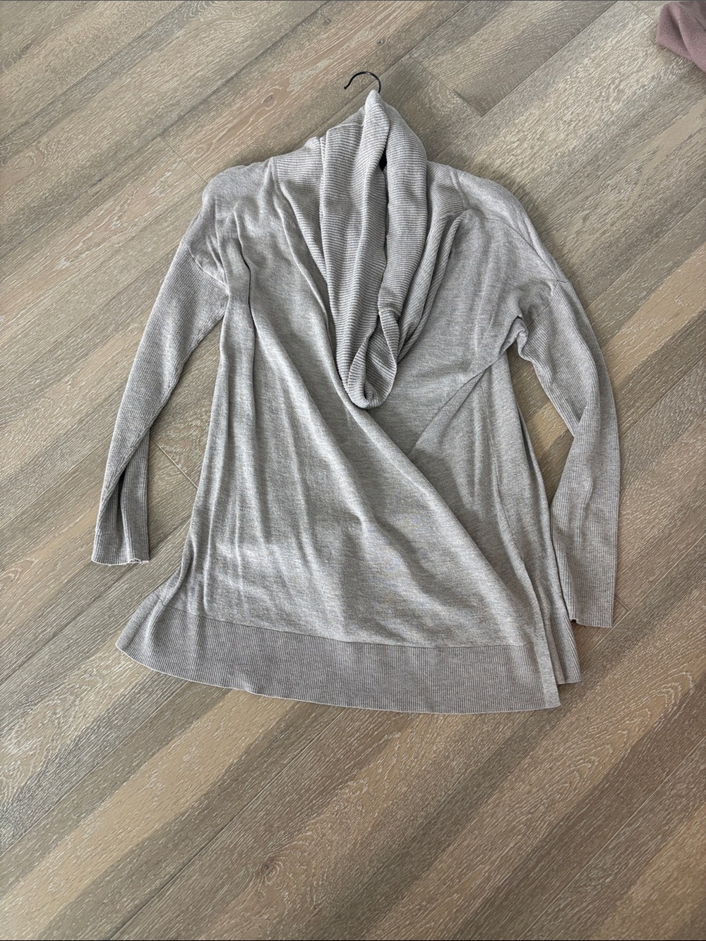 Caslon Light Gray Open-Front Cowl Neck Sweater